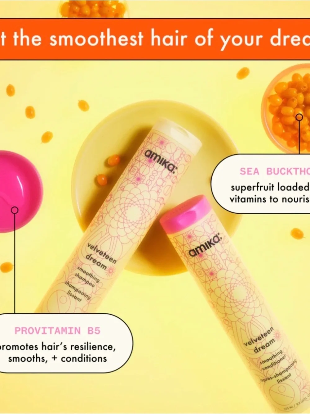 NEW Bundle 3 Amika Velveteen Shampoo Conditioner & Smooth Over frizz full size